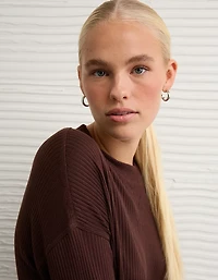 AE Long-Sleeve Waffle Plush Crew Neck Tee