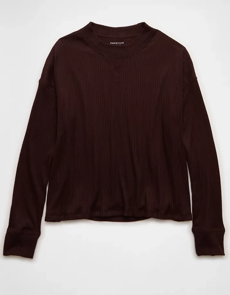 AE Long-Sleeve Waffle Plush Crew Neck Tee