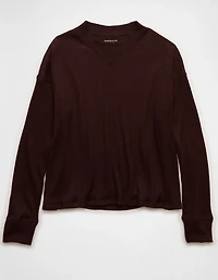 AE Long-Sleeve Waffle Plush Crew Neck Tee