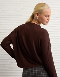 AE Long-Sleeve Waffle Plush Crew Neck Tee