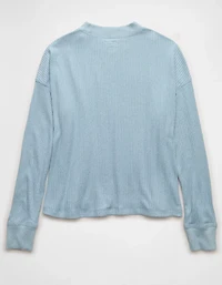 AE Long-Sleeve Waffle Plush Crew Neck Tee