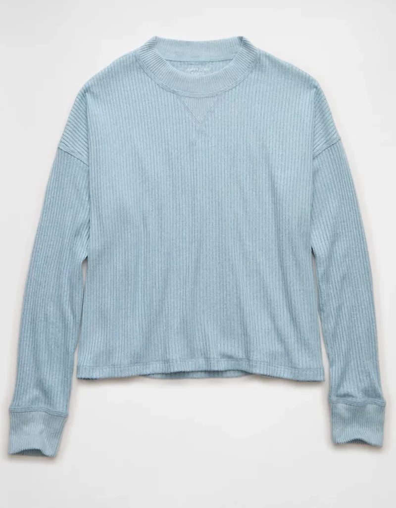 AE Long-Sleeve Waffle Plush Crew Neck Tee