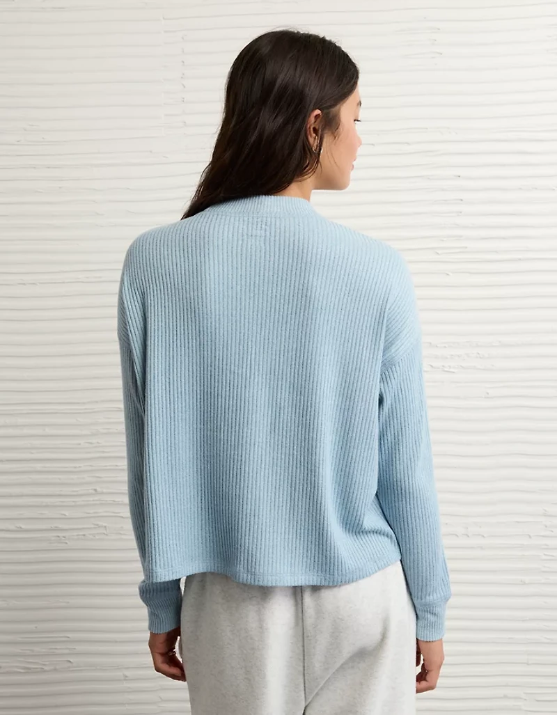 AE Long-Sleeve Waffle Plush Crew Neck Tee