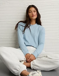 AE Long-Sleeve Waffle Plush Crew Neck Tee