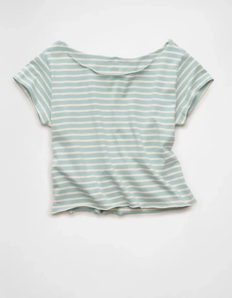 AE Off-the-Shoulder Striped T-Shirt