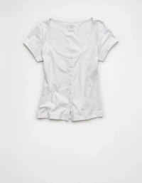 AE Pointelle Button-Up Baby Tee