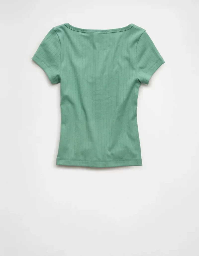 AE Pointelle Button-Up Baby Tee