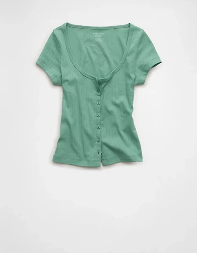 AE Pointelle Button-Up Baby Tee