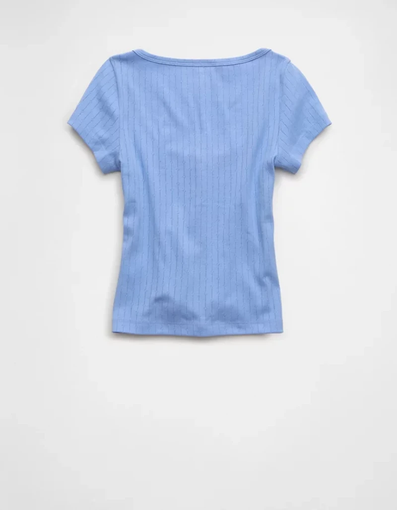 AE Pointelle Button-Up Baby Tee