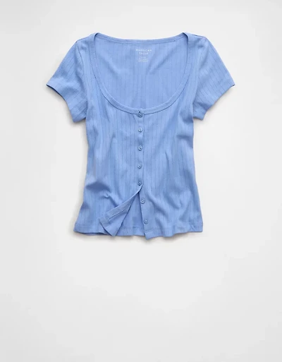 AE Pointelle Button-Up Baby Tee