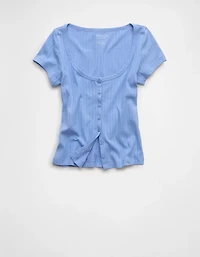 AE Pointelle Button-Up Baby Tee