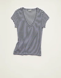 T-shirt texturé à encolure en V AE