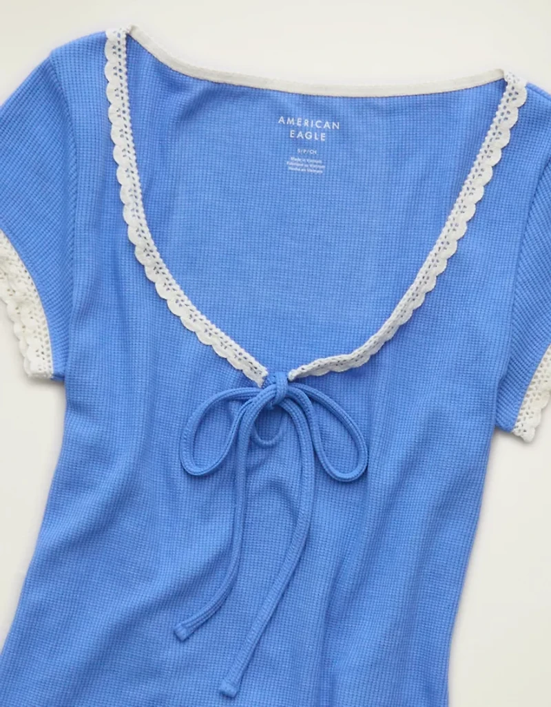 AE Keyhole Hey Baby Waffle Tee
