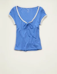 AE Keyhole Hey Baby Waffle Tee