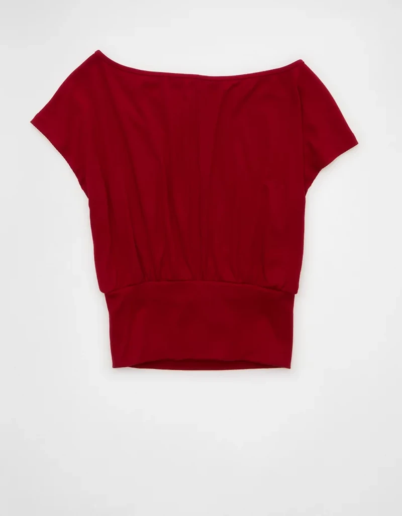 AE Off-the-Shoulder Cinched Sweater Tee