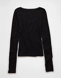 AE Lace-Trim Long Sleeve T-Shirt