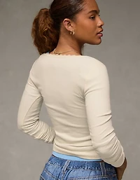 AE Lace-Trim Long Sleeve T-Shirt