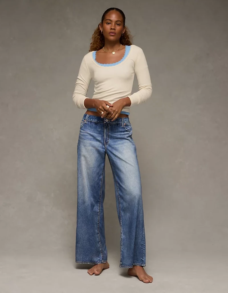 AE Lace-Trim Long Sleeve T-Shirt