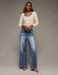 AE Lace-Trim Long Sleeve T-Shirt