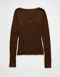 AE Lace-Trim Long Sleeve T-Shirt