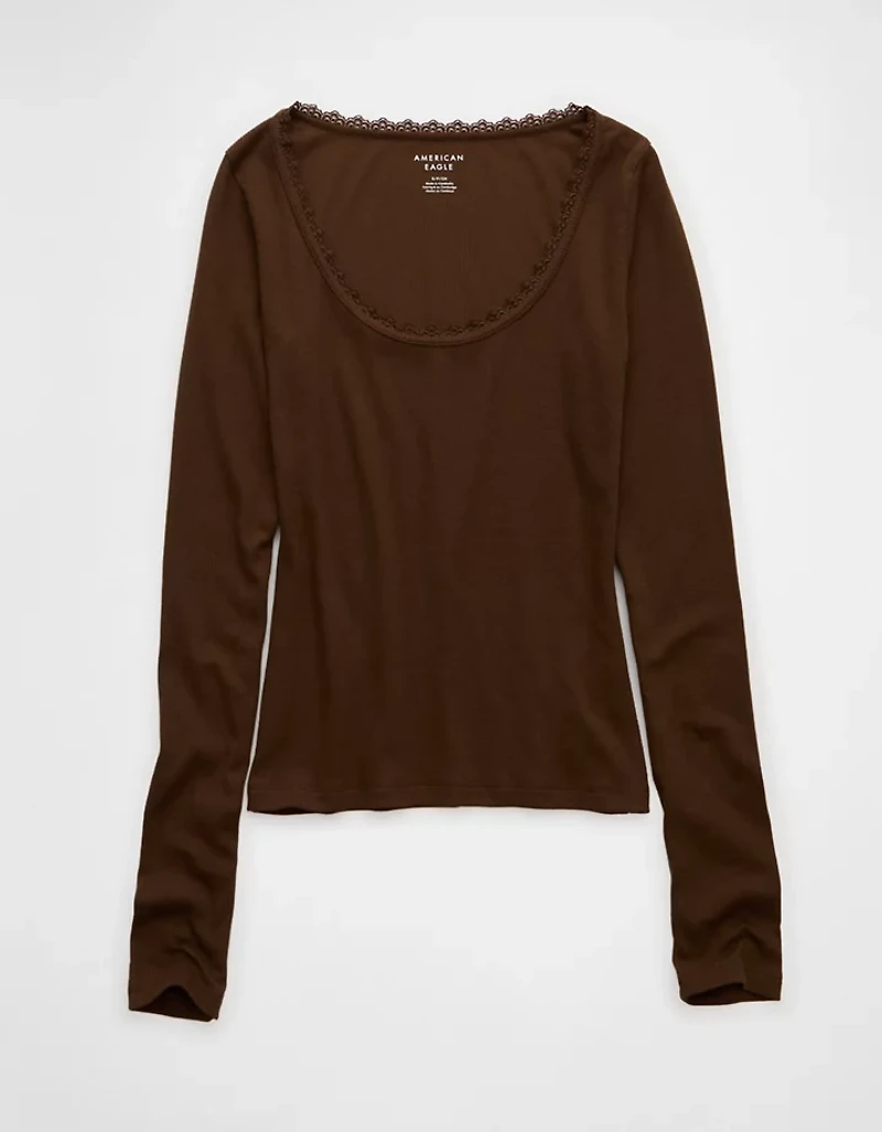 AE Lace-Trim Long Sleeve T-Shirt