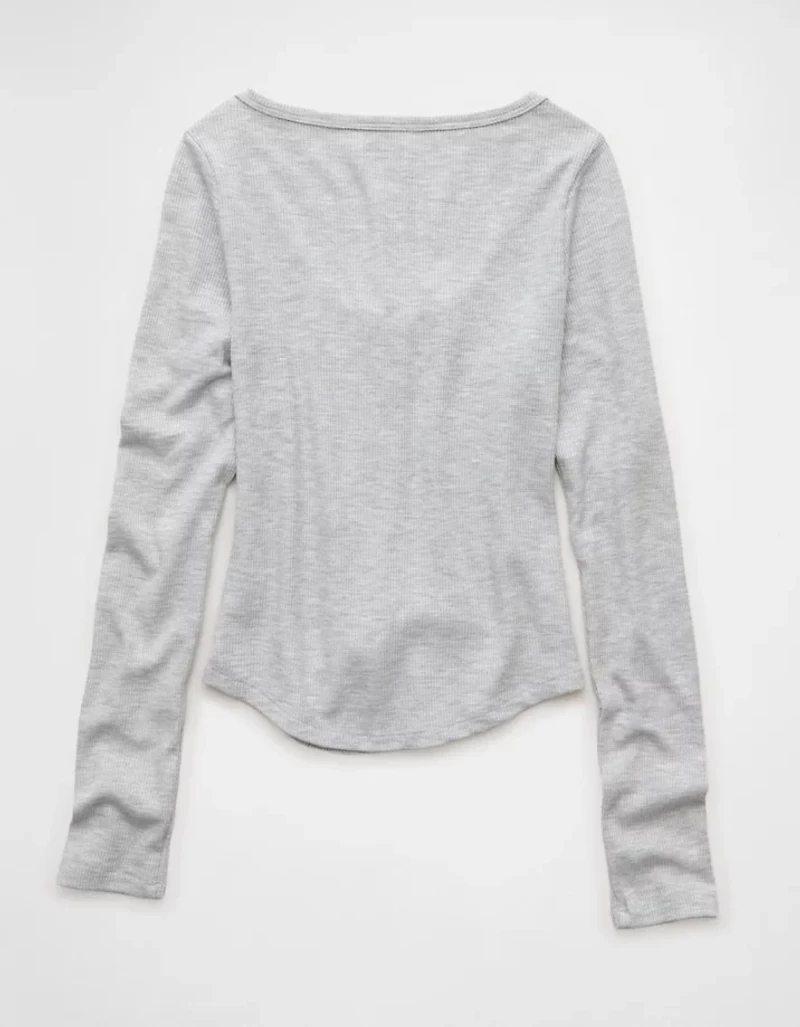 AE Waffle Long Sleeve Button-Up Tee