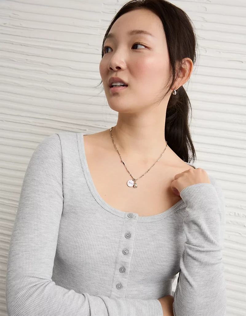 AE Waffle Long Sleeve Button-Up Tee