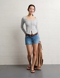 AE Waffle Long Sleeve Button-Up Tee