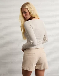 T-shirt gaufré à boutons et manches longues AE