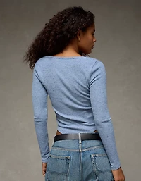 AE Waffle Long Sleeve Button-Up Tee