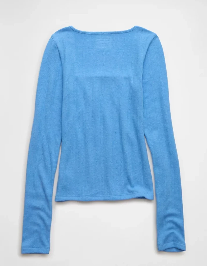 T-shirt à encolure carrée et manches longues AE