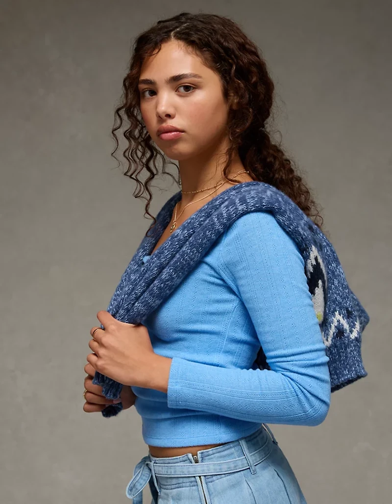 T-shirt à encolure carrée et manches longues AE