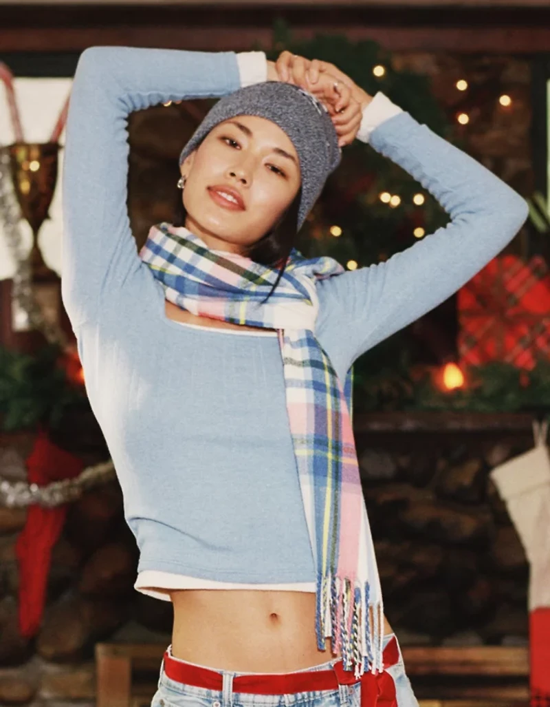 T-shirt à encolure carrée et manches longues AE