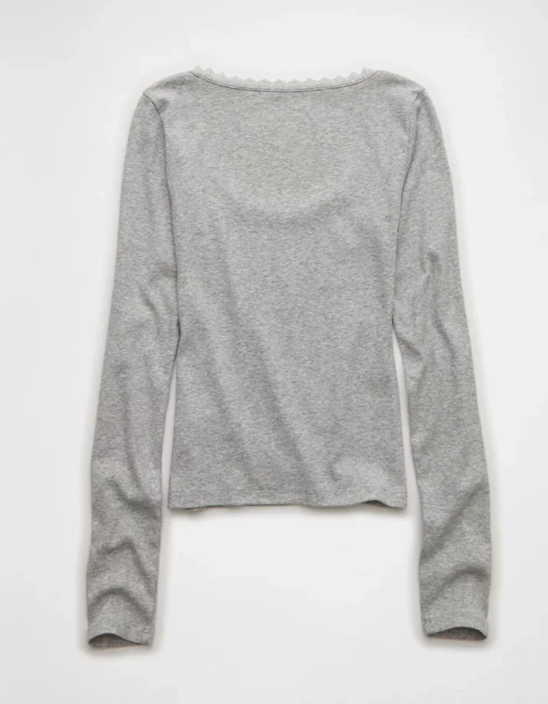AE Lace-Trim Long Sleeve T-Shirt