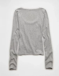 AE Lace-Trim Long Sleeve T-Shirt