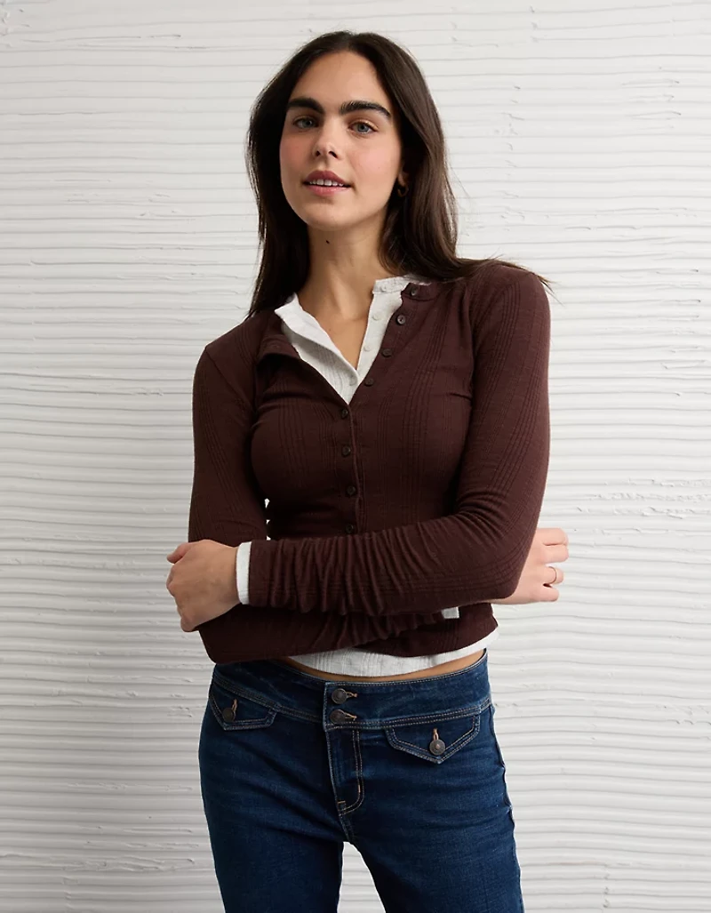 AE Long Sleeve Henley T-Shirt