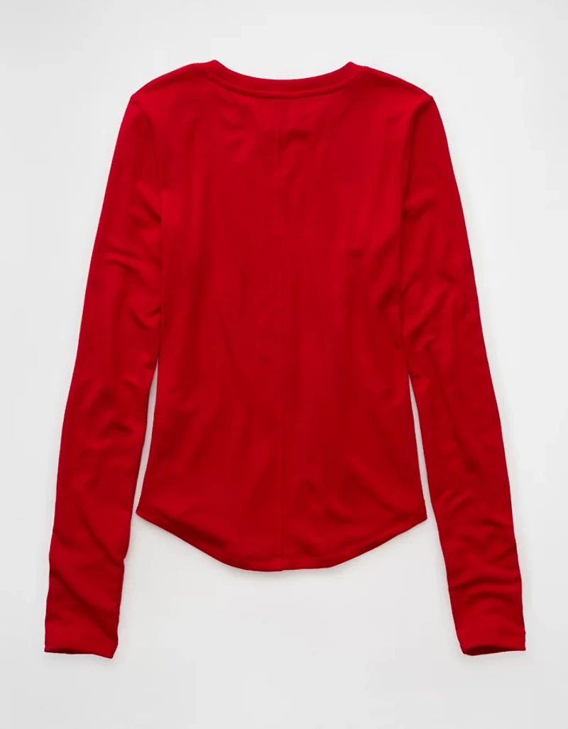 T-shirt confortable à col rond et manches longues AE