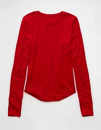 T-shirt confortable à col rond et manches longues AE