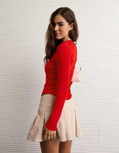 T-shirt confortable à col rond et manches longues AE