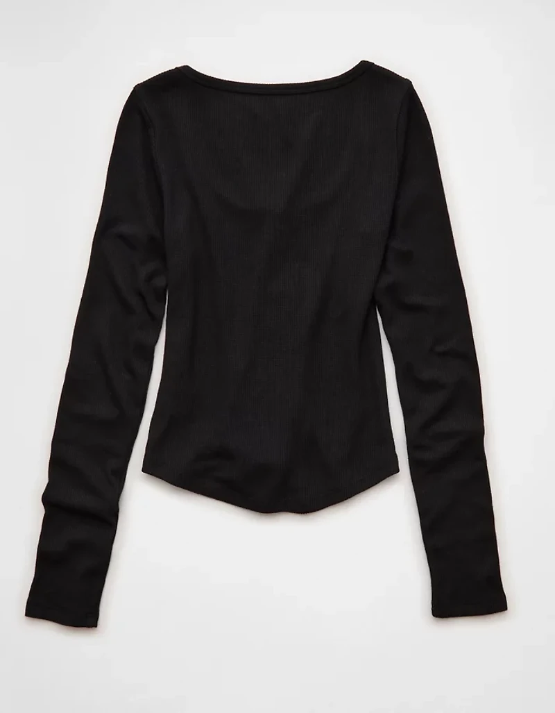 AE Waffle Long Sleeve Button-Up Tee