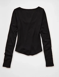 AE Waffle Long Sleeve Button-Up Tee