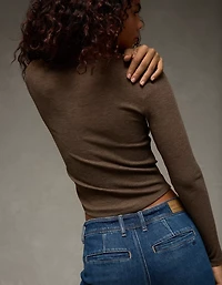 AE Waffle Long Sleeve Button-Up Tee