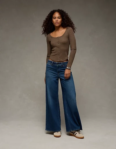 AE Waffle Long Sleeve Button-Up Tee