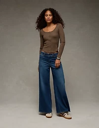 AE Waffle Long Sleeve Button-Up Tee