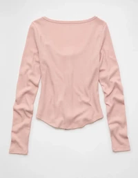 AE Waffle Long Sleeve Button-Up Tee