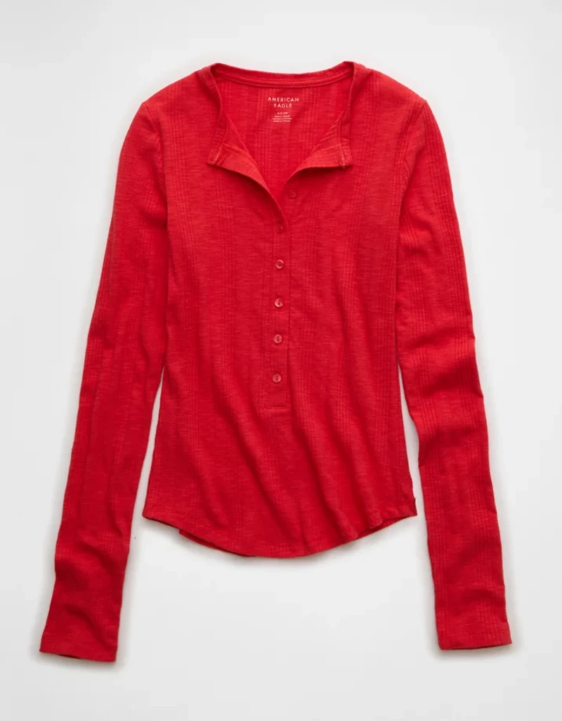 AE Long Sleeve Henley T-Shirt