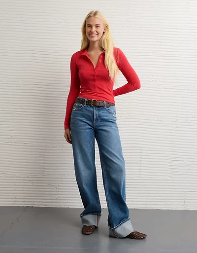 AE Long Sleeve Henley T-Shirt