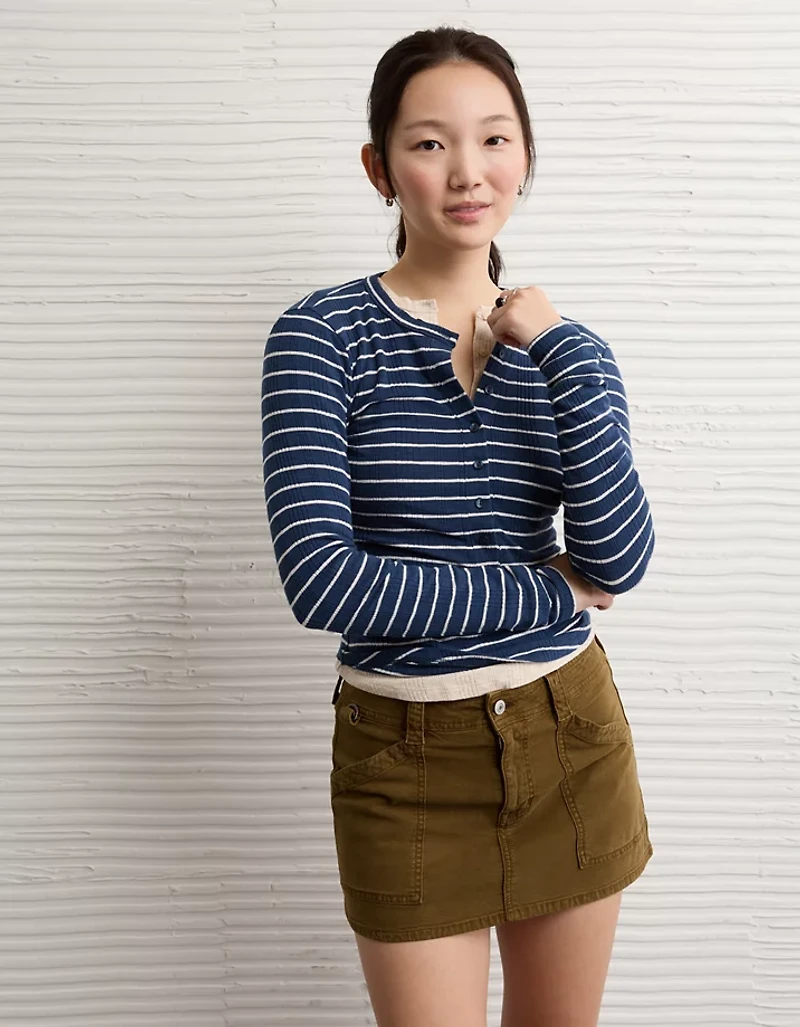 AE Long Sleeve Henley T-Shirt