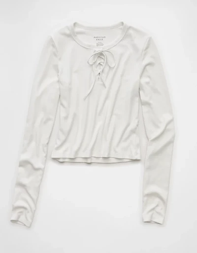 AE Long-Sleeve Lace-Up T-Shirt