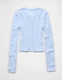 AE Cropped Long-Sleeve Lace-Up T-Shirt